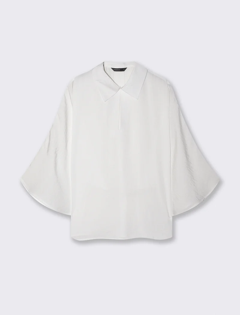 Camicia kimono con scollo a V ampia - Bianco latte