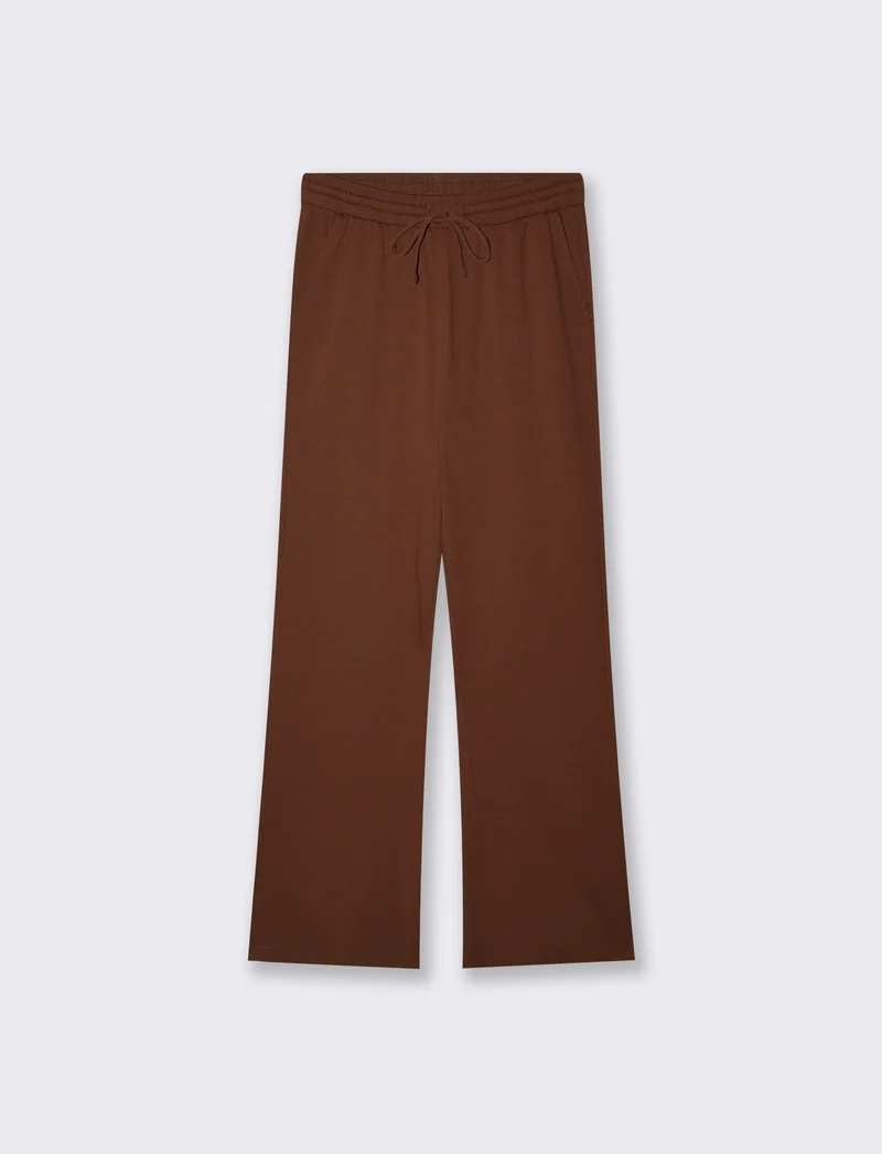 Pantaloni tuta dritti con coulisse in vita - Marrone cioccolato