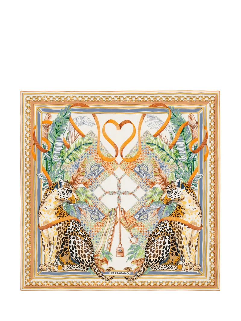 Foulard Quadrato con Stampa Figurativa