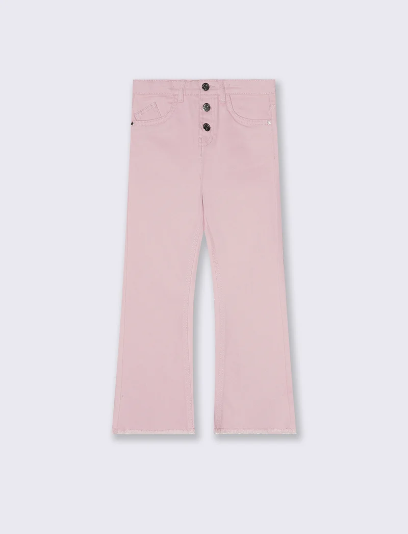 Pantaloni flare in cotone elastico comodi - Rosa polvere