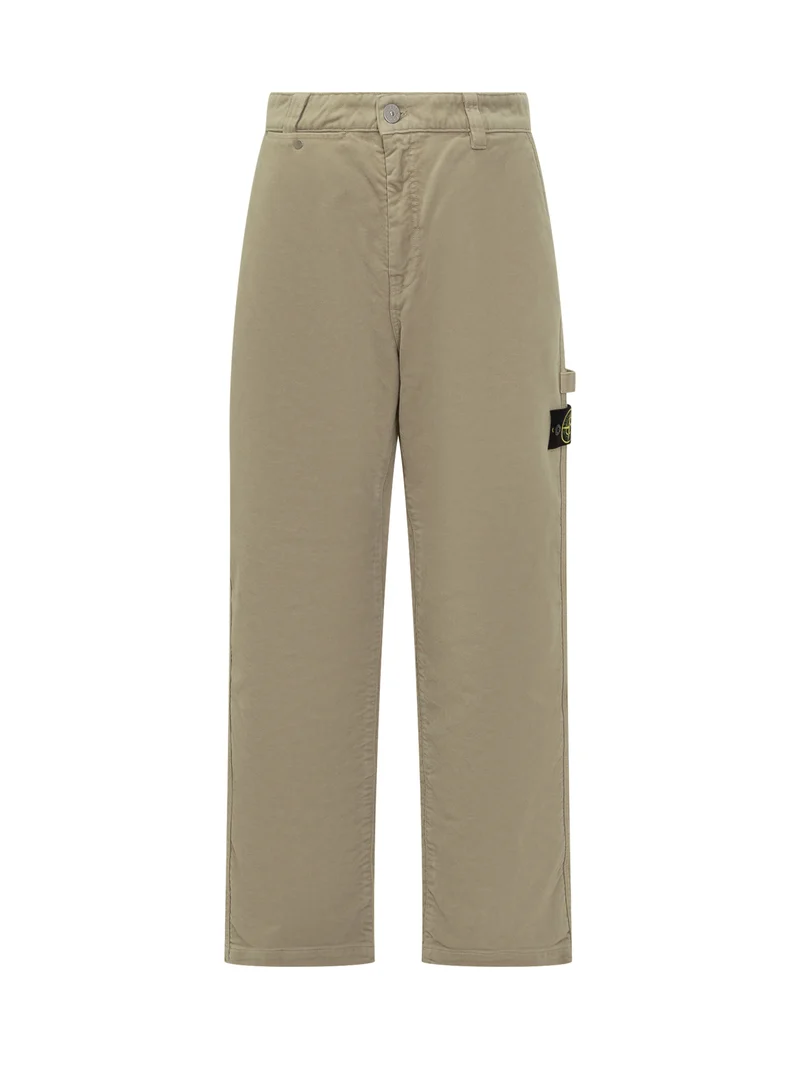 Pantaloni Stone Island in Cotone Beige