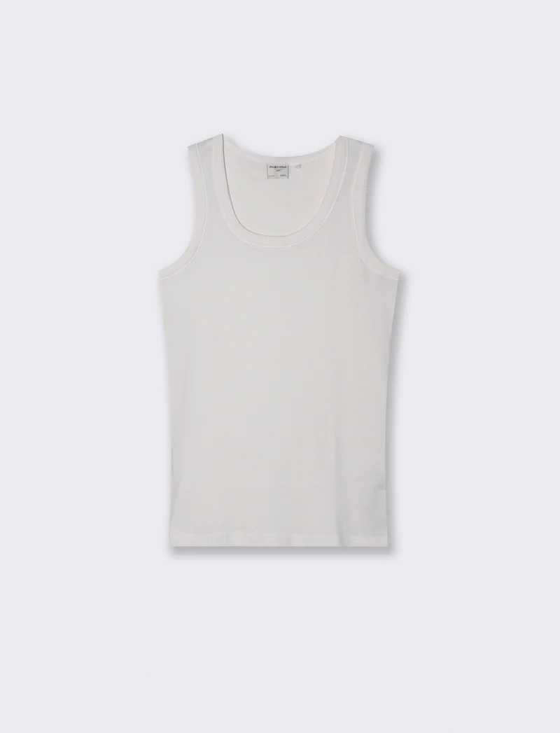 Canotta slim fit in cotone a coste - Bianco