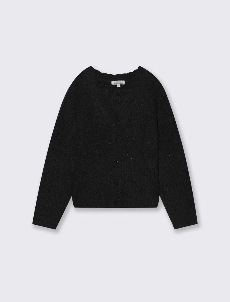 Cardigan raglan in maglieria metallizzata - Nero