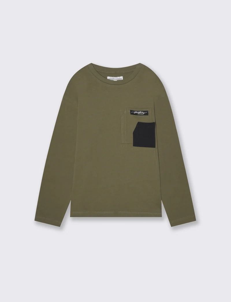 T-shirt Doppio Taschino Cotone Versatile - Verde militare