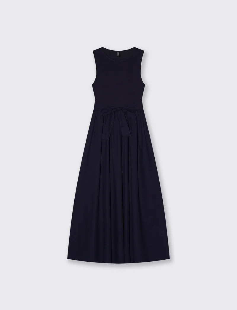 Abito smanicato lungo con scollo rotondo - Blu