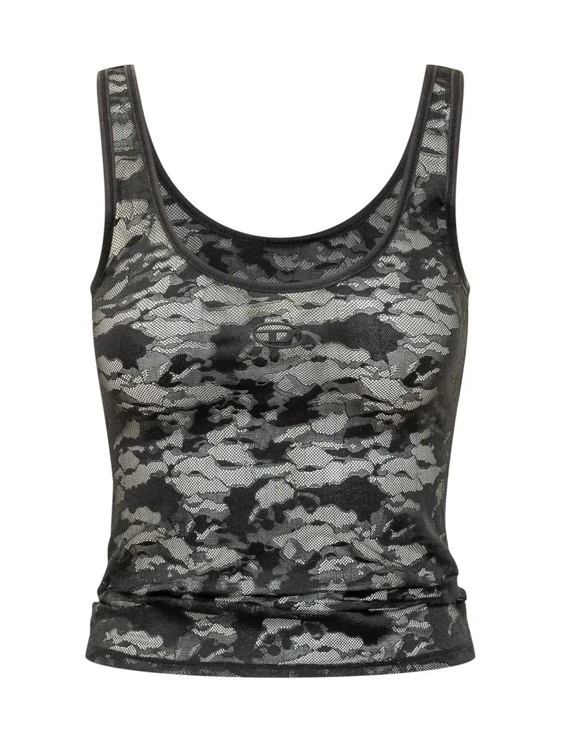 Top Lily Effetto Pizzo Floreale