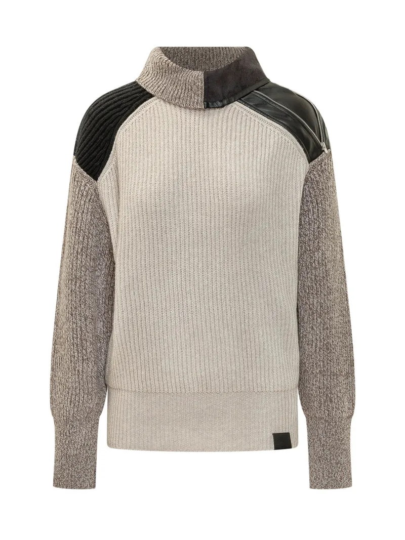 Maglia a Coste con Collo Alto
