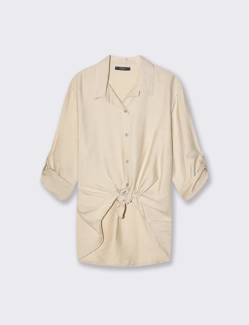 Camicia morbida a tre quarti - Sabbia