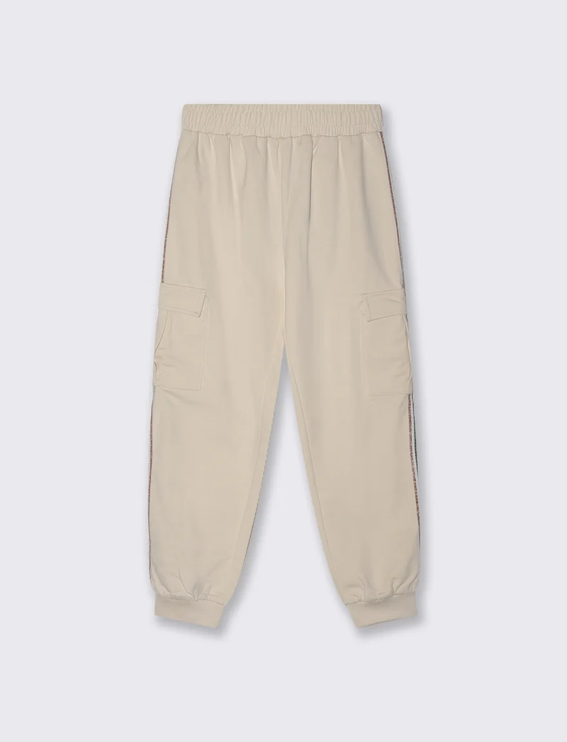 Jogger cargo con nastro metallizzato - Beige