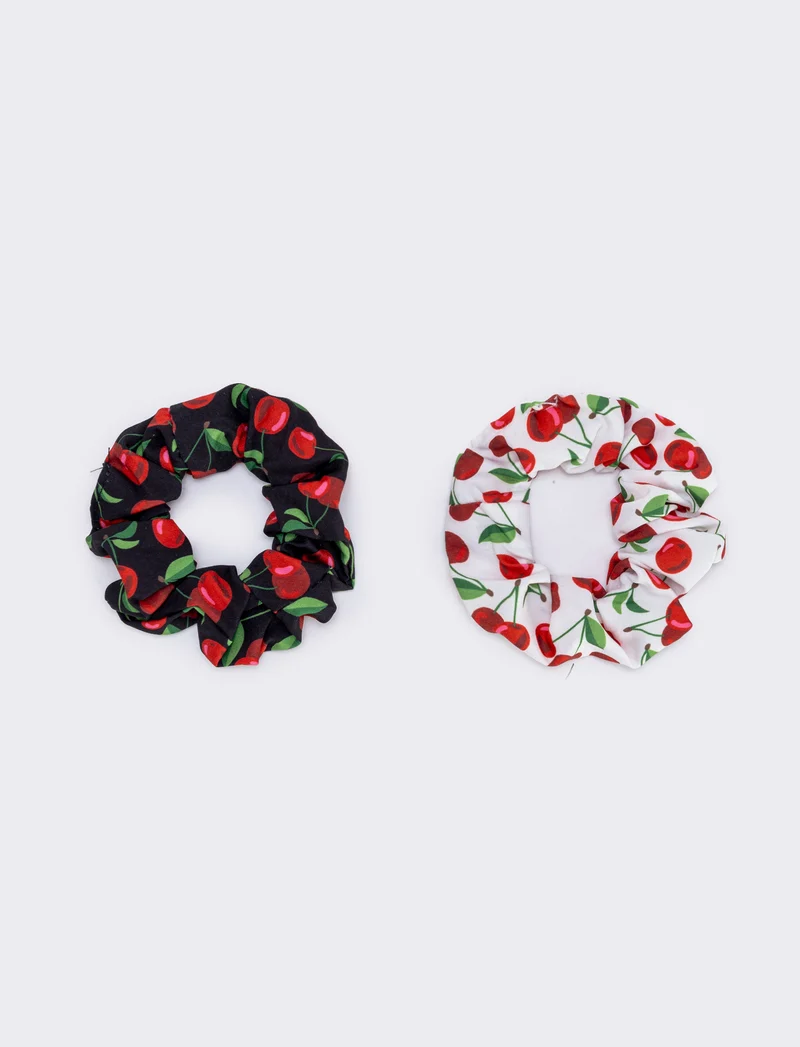 Set 3 pezzi scrunchie piu pinza capelli bambina - Nero-bianco