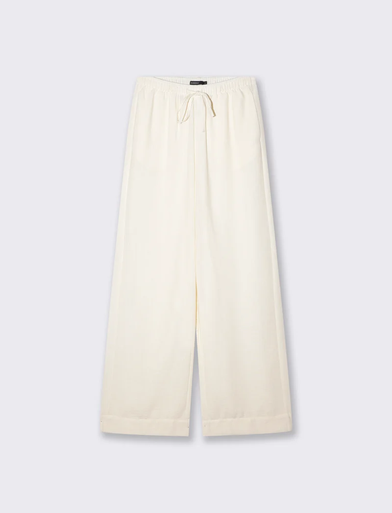 Pantalone Dritto Morbido con Coulisse - Bianco latte