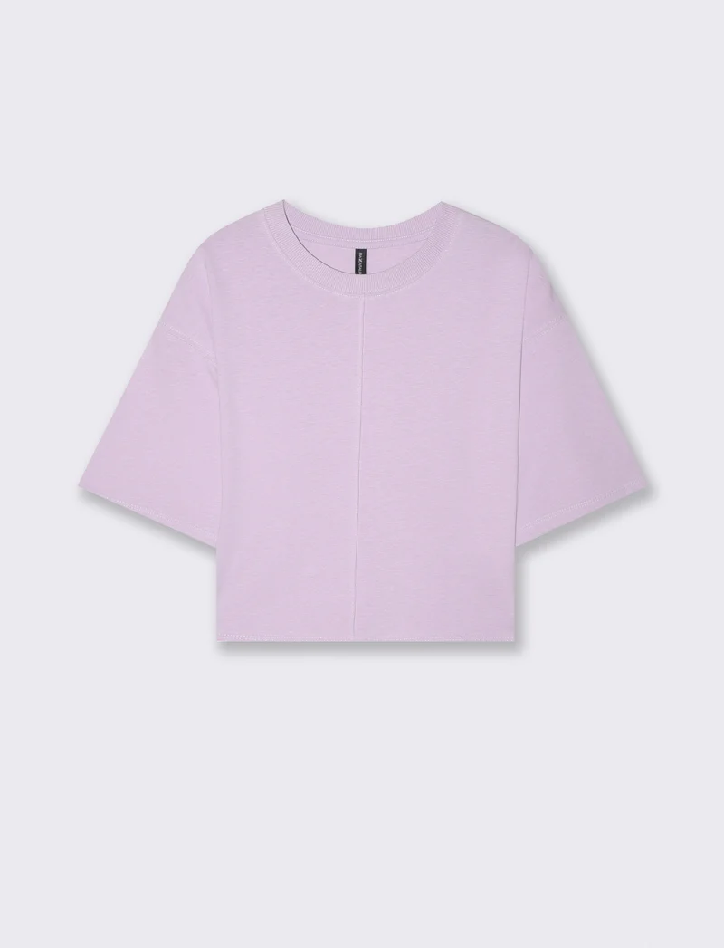 T-Shirt Crop in Cotone - Viola lavanda