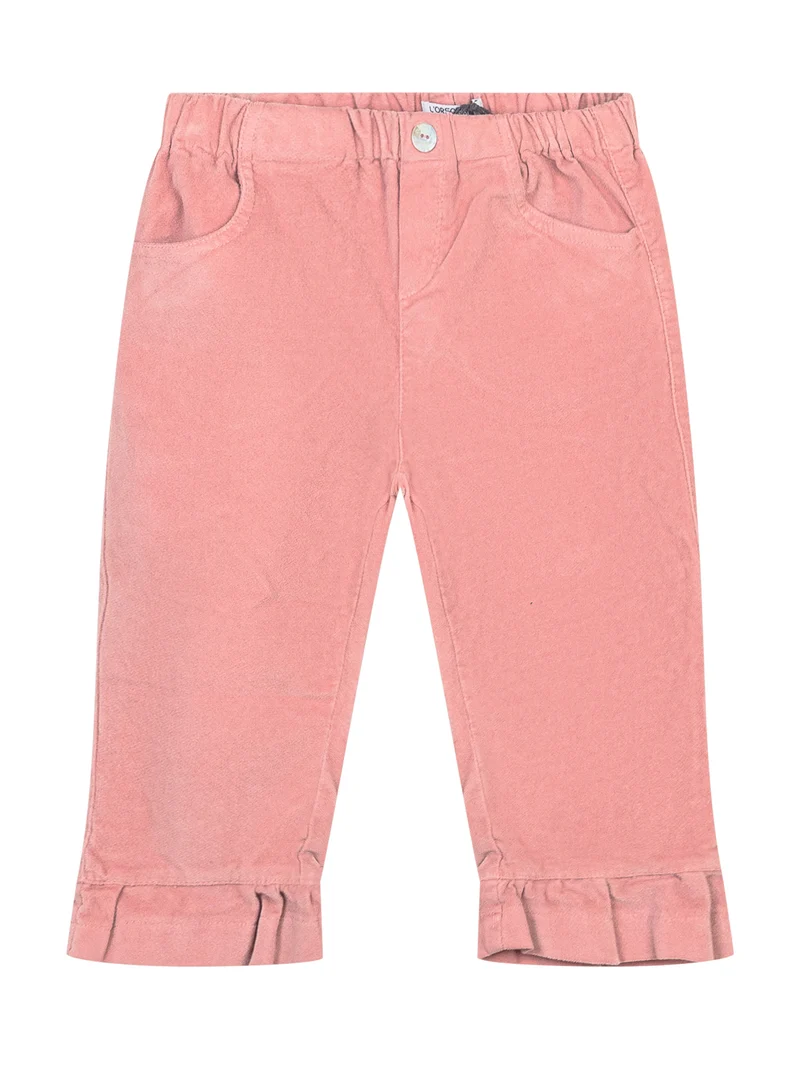 L Orso Bruno Pantaloni Rosa in Velluto a Coste