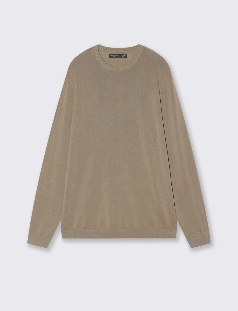 Maglia girocollo in puro cotone premium - Verde kaki