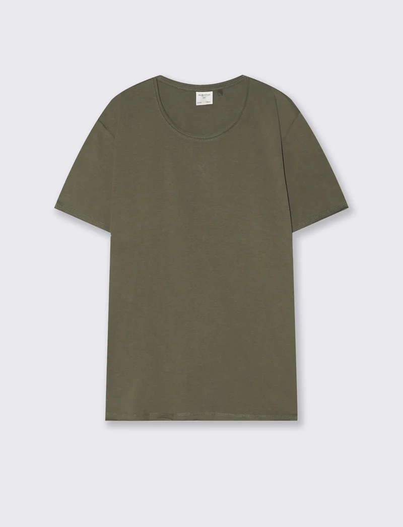 T-shirt Orli regular fit con orli vivi - Verde kaki
