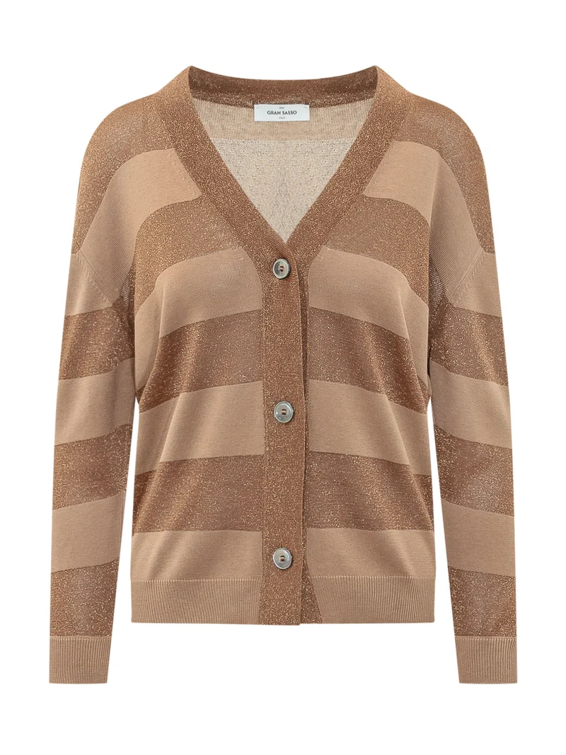 Cardigan Rigato con Scollo a V