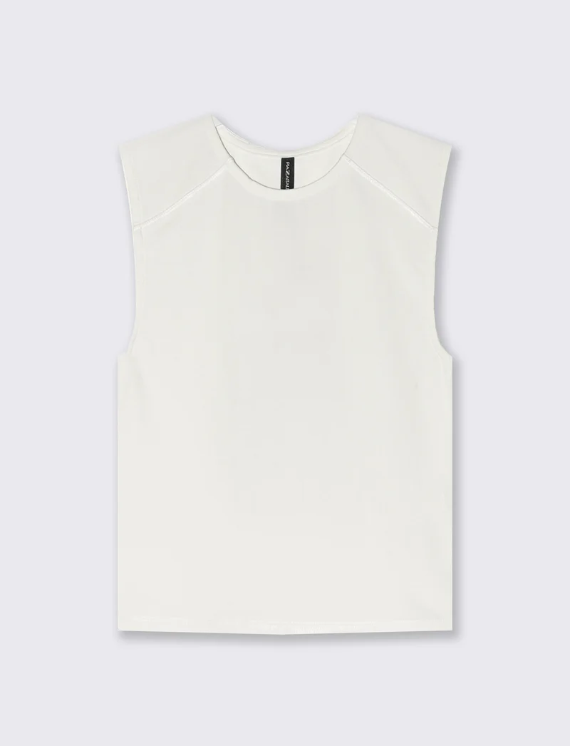 Top Smanicato Aderente Elegante - Bianco latte