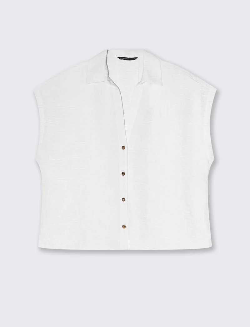 Camicia Manica Corta con Piega - Bianco