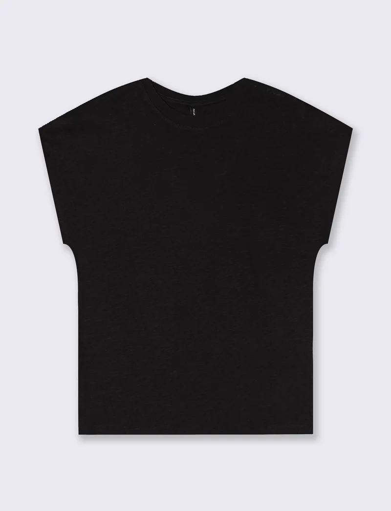 T-Shirt Manica T e Collo Tondo - Nero