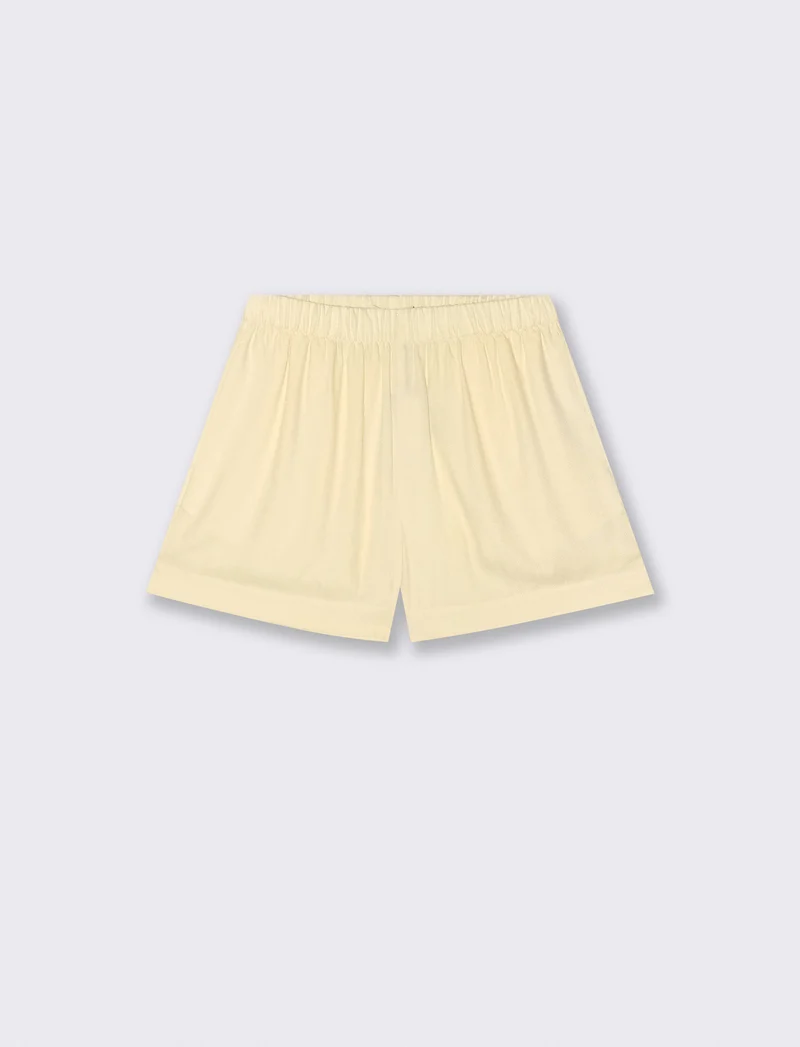 Shorts con elastico arricciato in vita - Giallo pastello