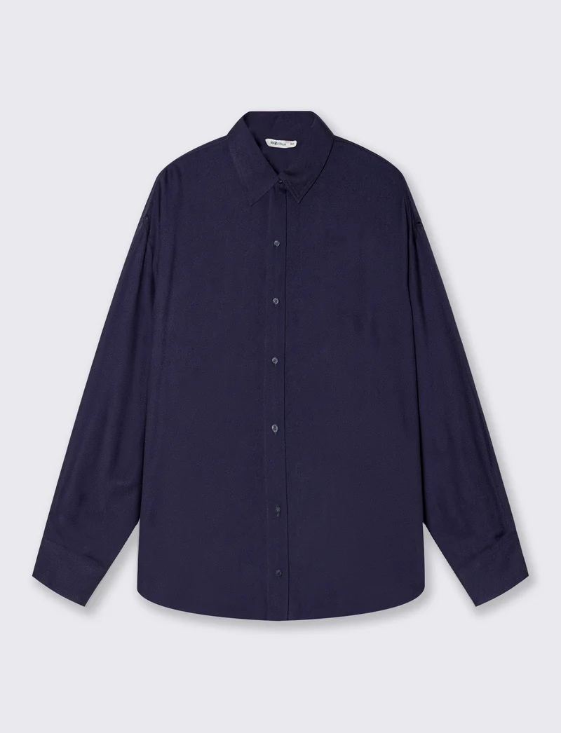 Camicia Lunga con Carre' sul Retro - Blu