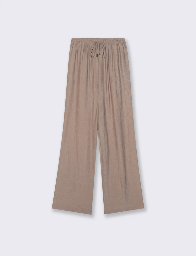Pantalone Elastico Arricciato in Vita - Beige