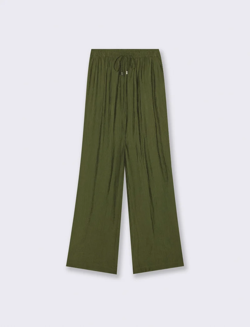 Pantalone Elastico Arricciato in Vita - Verde abete