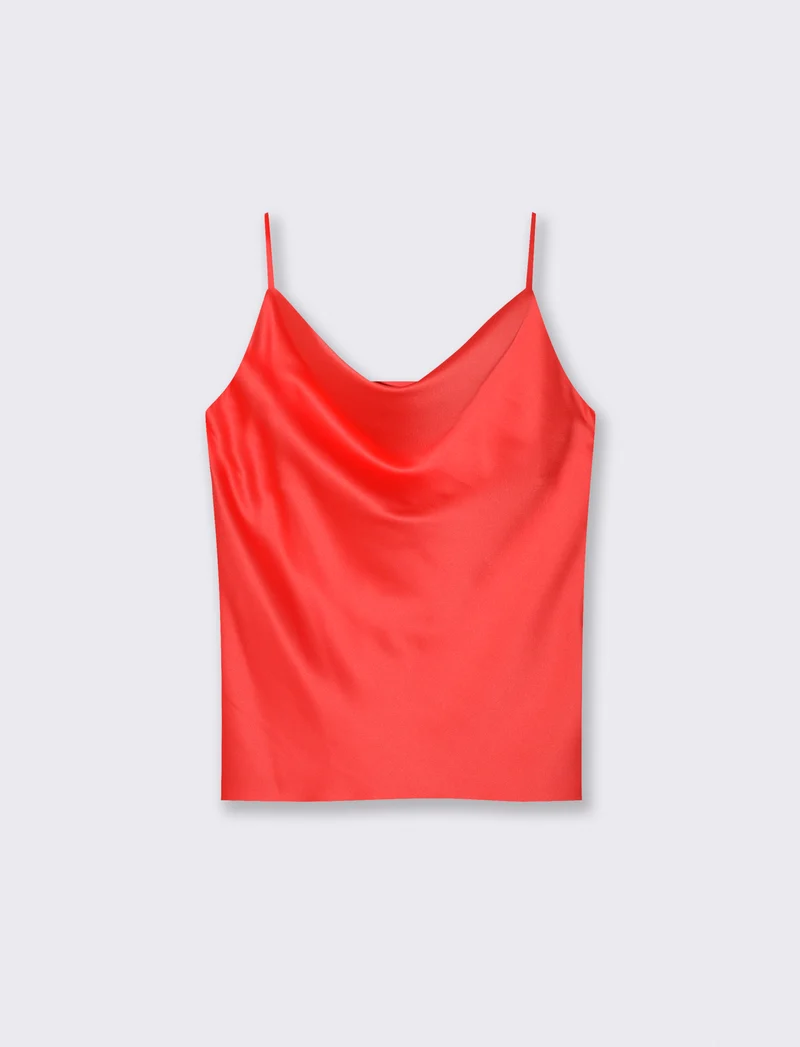 Top raso con bretelline - Rosso