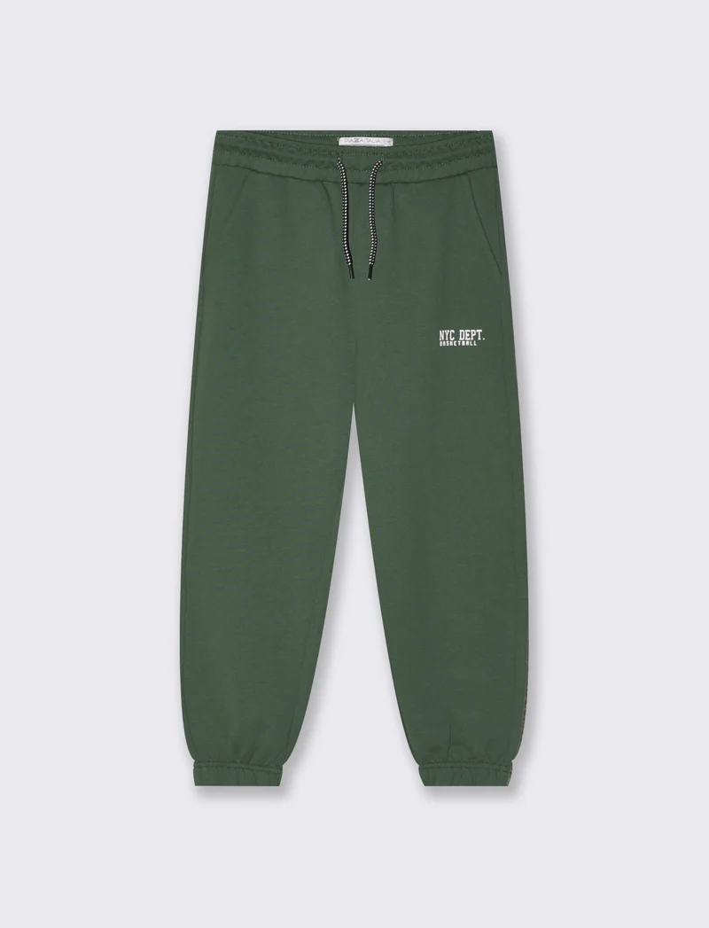 Jogger in felpa con coulisse e patch - Verde abete