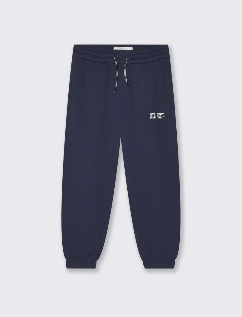 Jogger in felpa con coulisse e patch - Blu