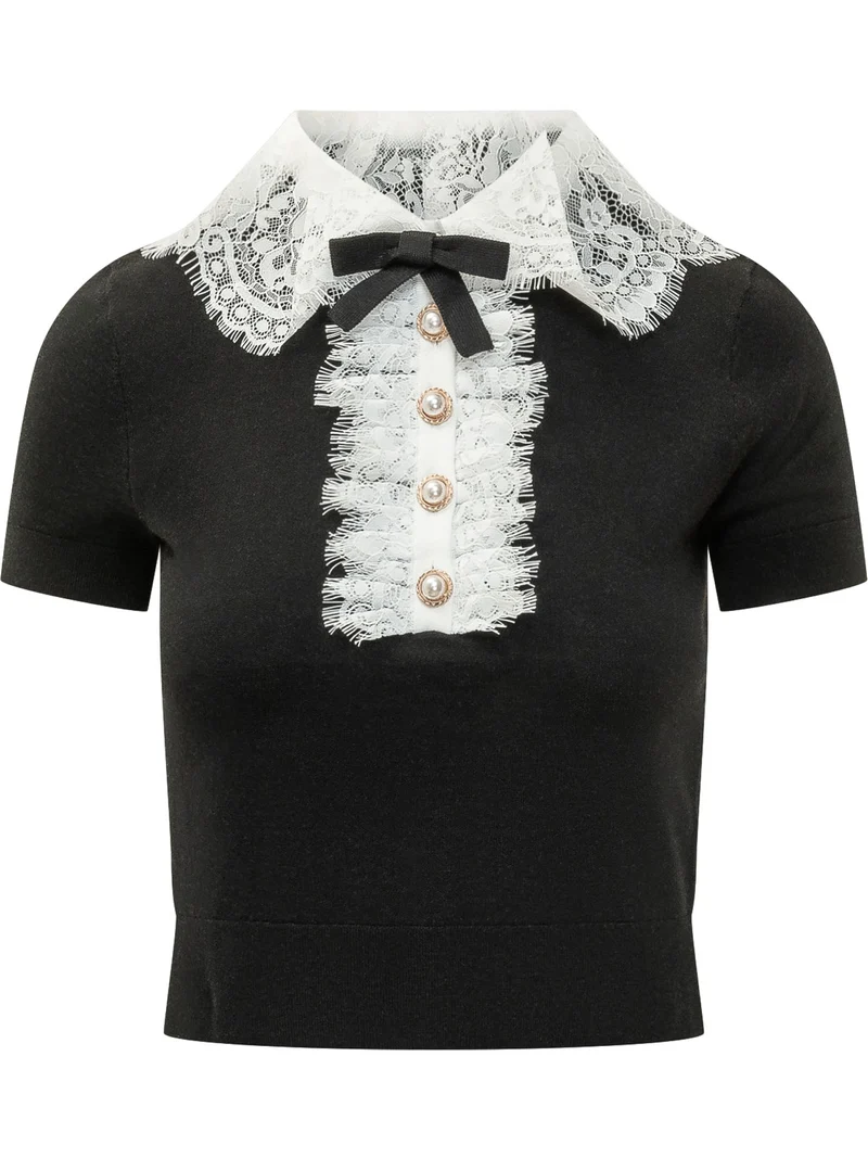 Top con Colletto in Pizzo