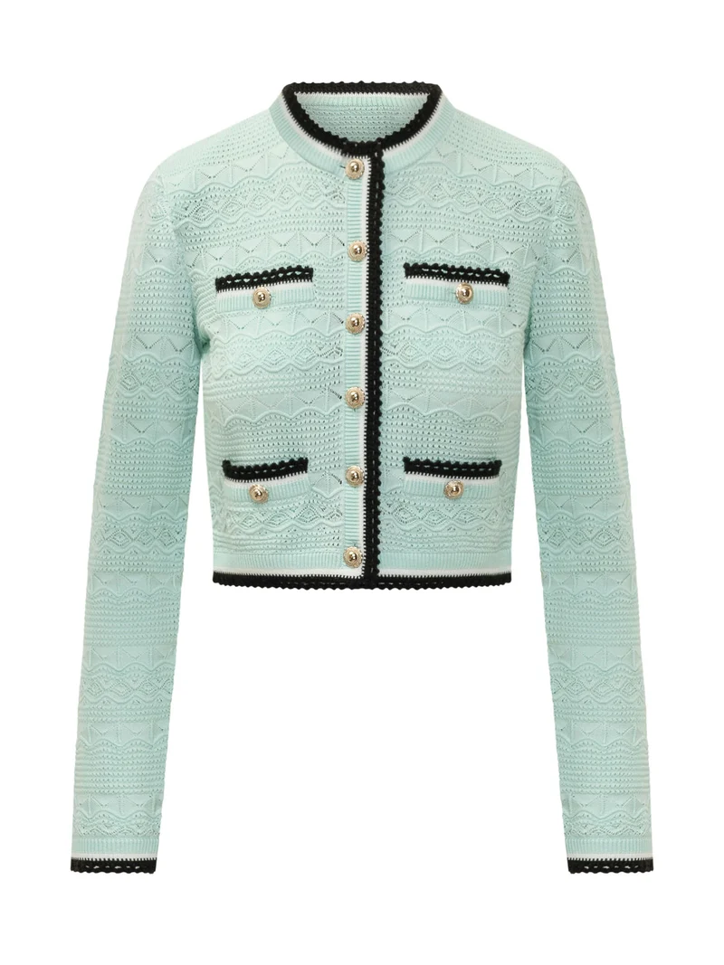 Cardigan Pointelle con Tasche