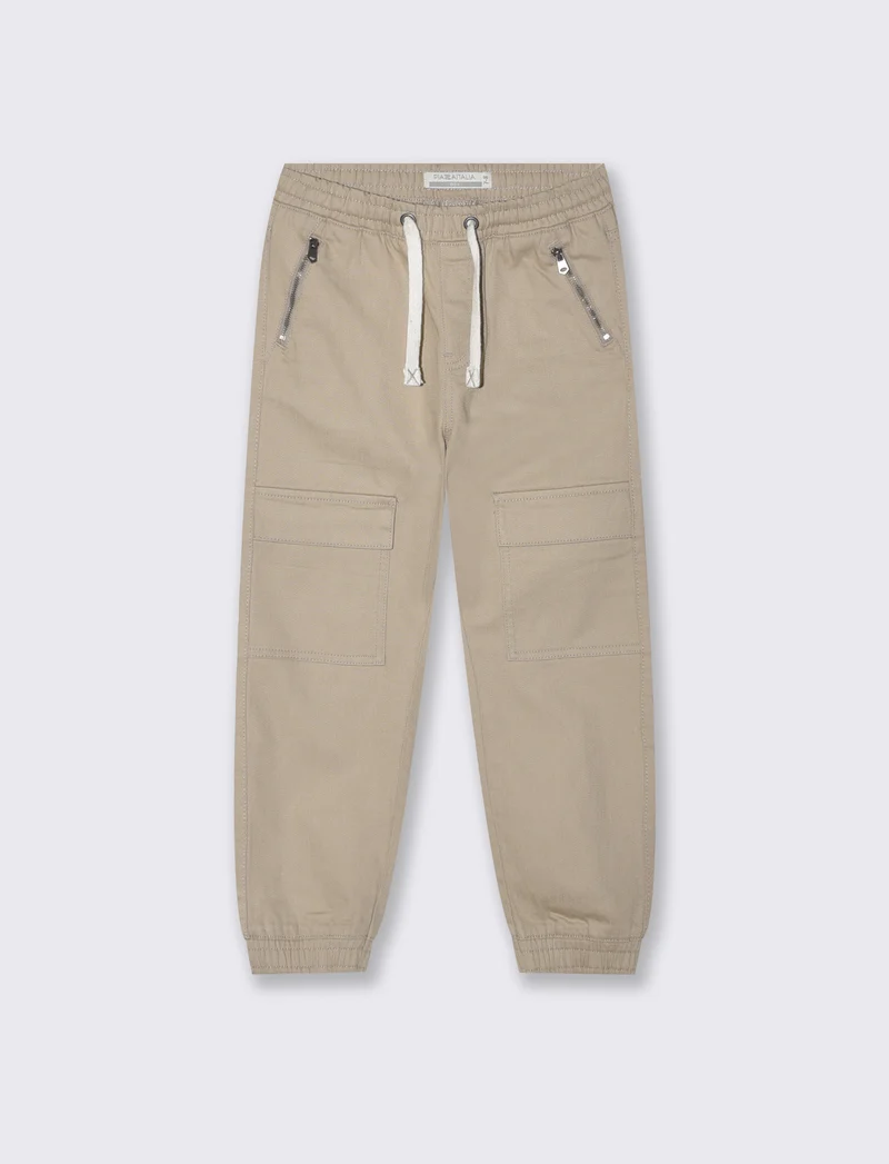 Jogging e comfort con tasconi in cotone - Beige