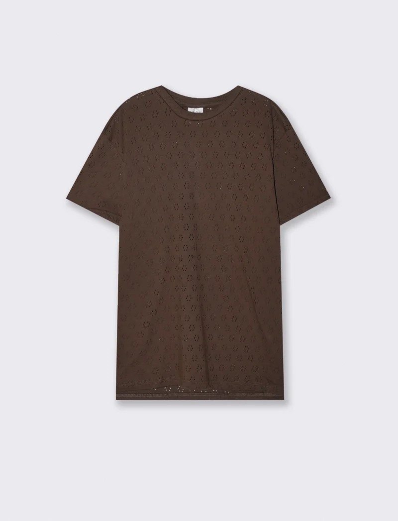 T-Shirt Fantasia Laserizzata Maniche Corte - Moro