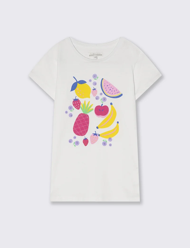 T-shirt estiva bambina con stampa lucida - Bianco