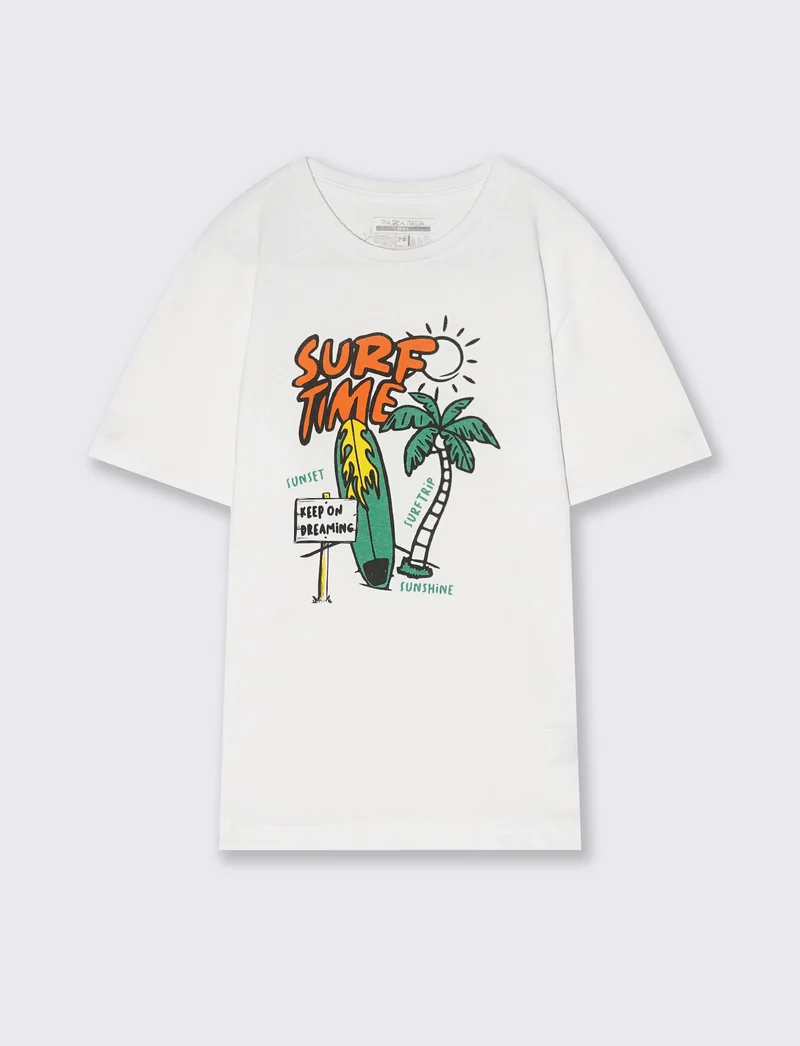T-shirt mezza manica con stampa colorata - Bianco