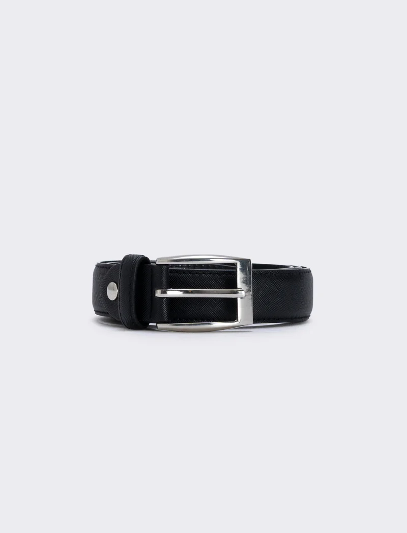 Cintura saffiano uomo elegante e versatile - Nero