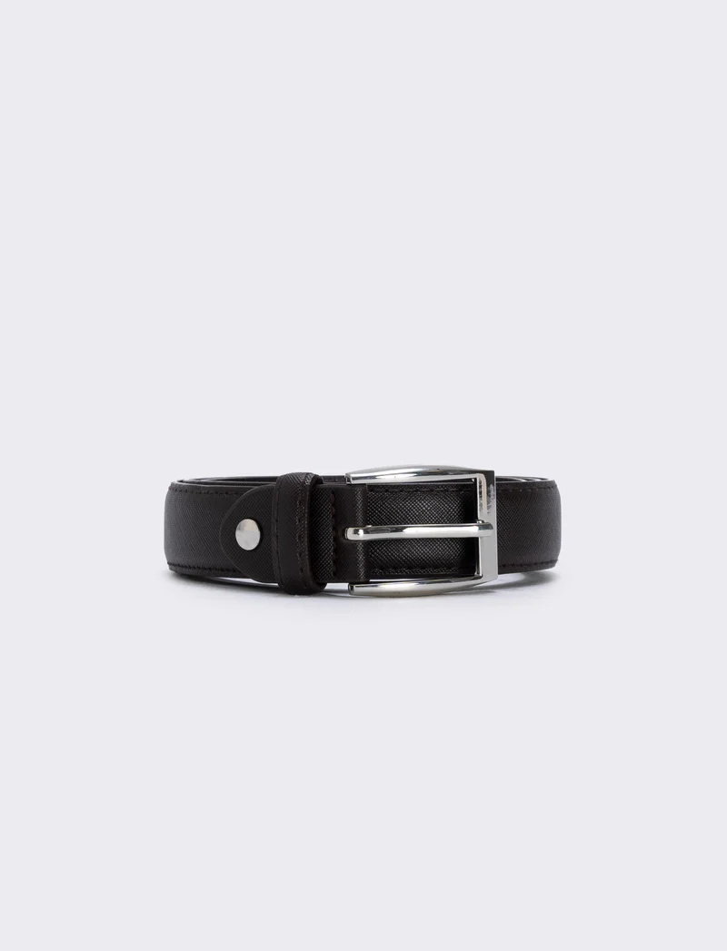 Cintura saffiano uomo elegante e versatile - Moro