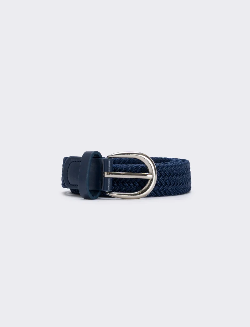 Cintura elastica intrecciata versatile - Blu navy