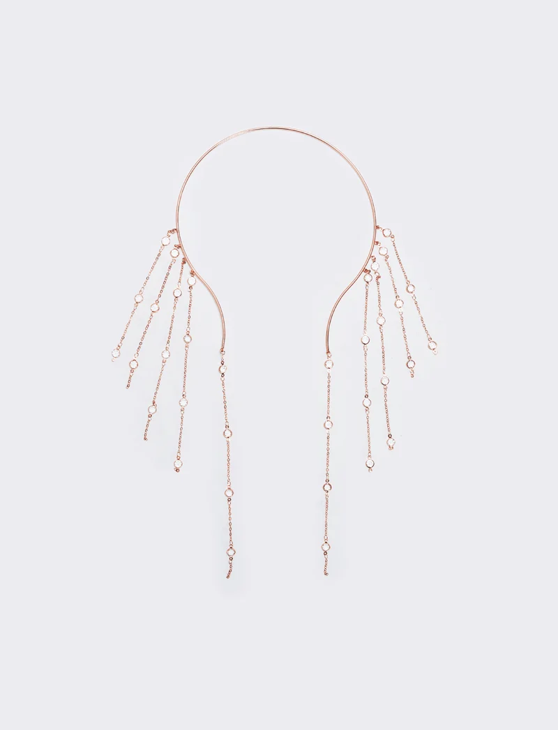Collana semirigida con strass eleganti - Oro rosa