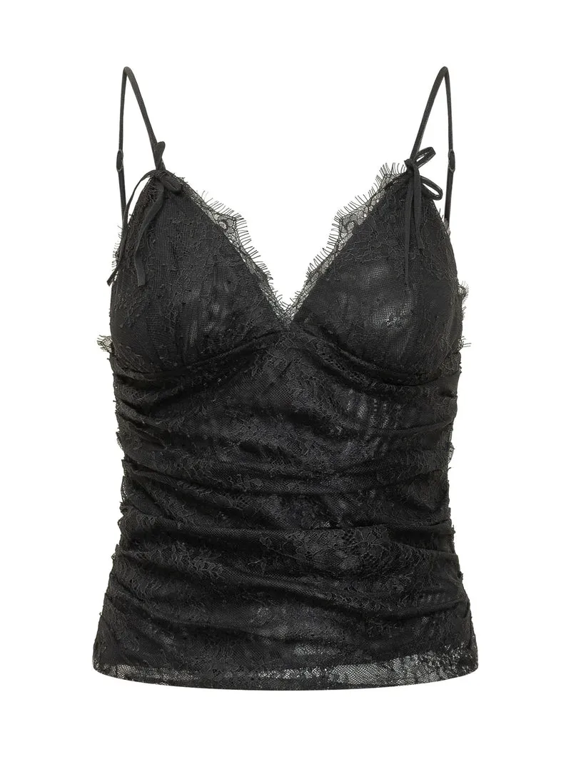 Top in Pizzo con Spalline e Scollo a V