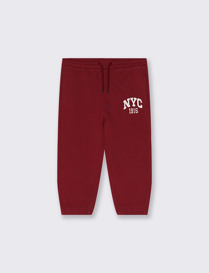 Jogger basico con coulisse e stampa - Bordeaux