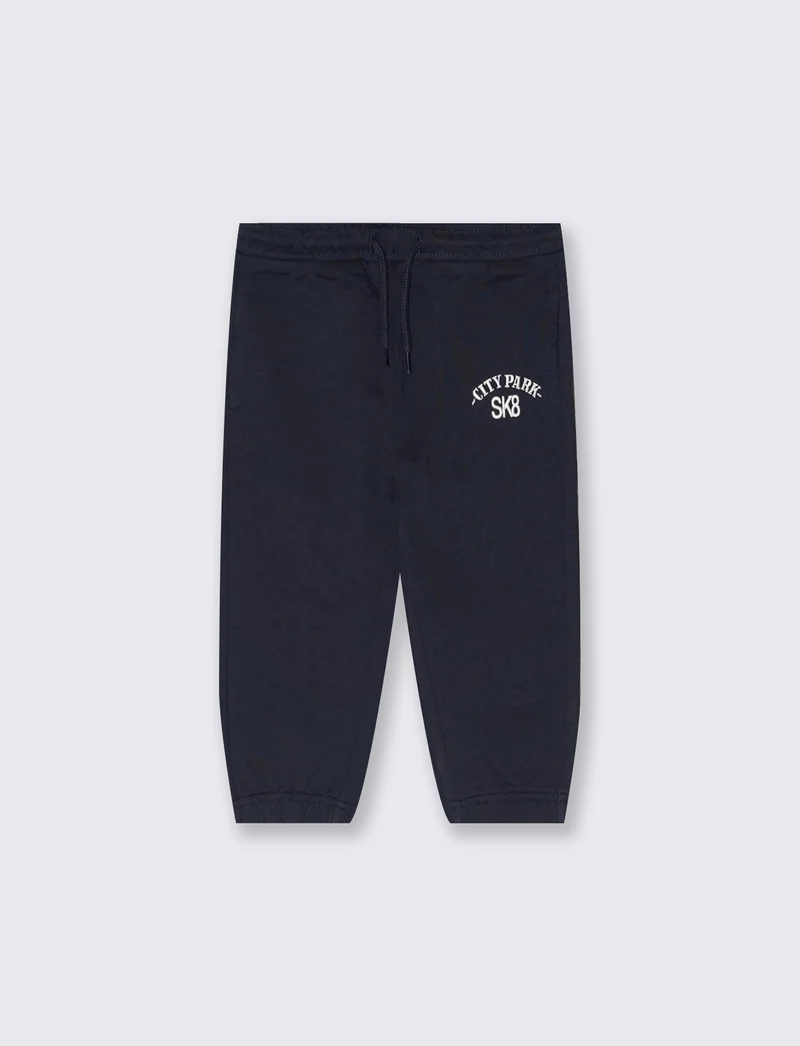 Jogger basico con coulisse e stampa - Blu