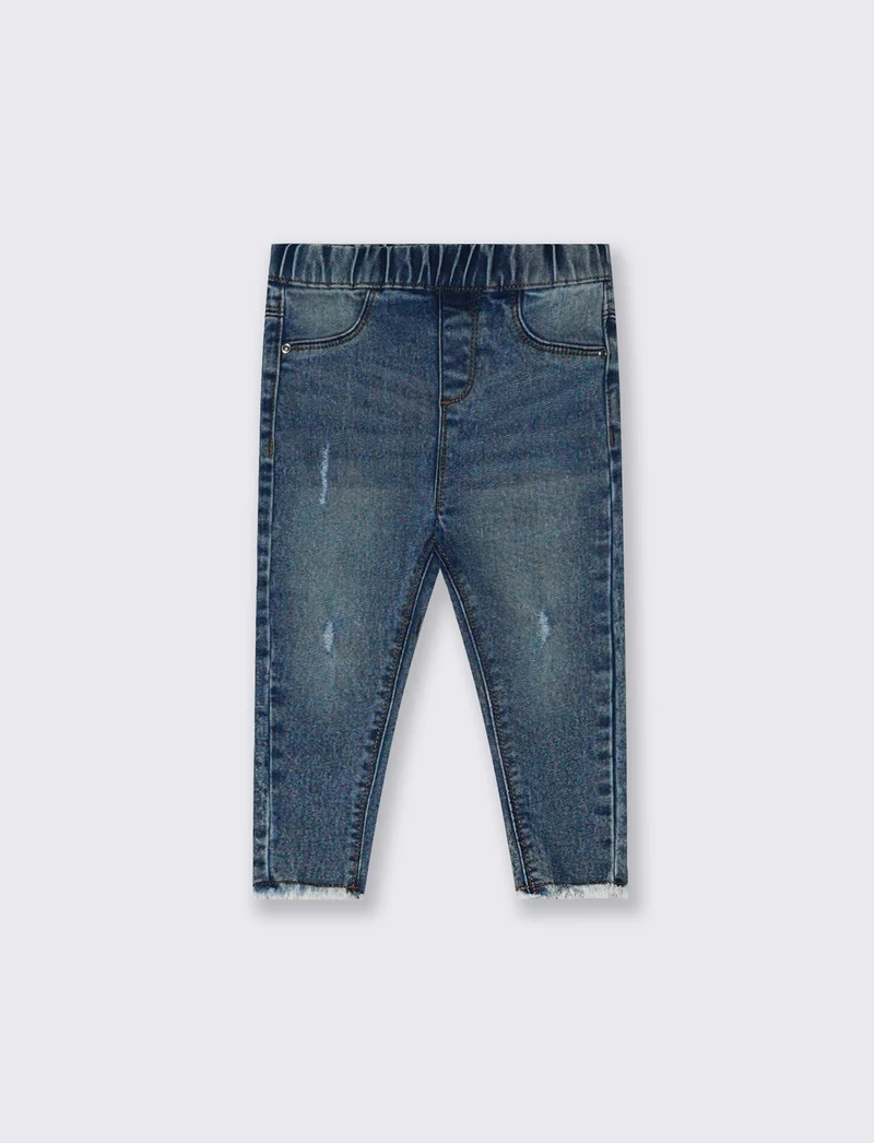 Jeans slim con elastico e tasche finte - Denim