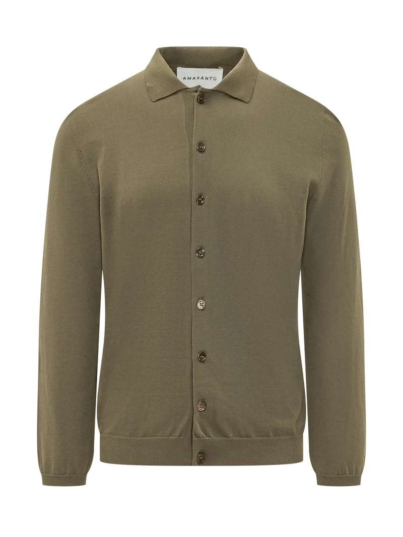 Cardigan con Collo a Camicia e Bottoni
