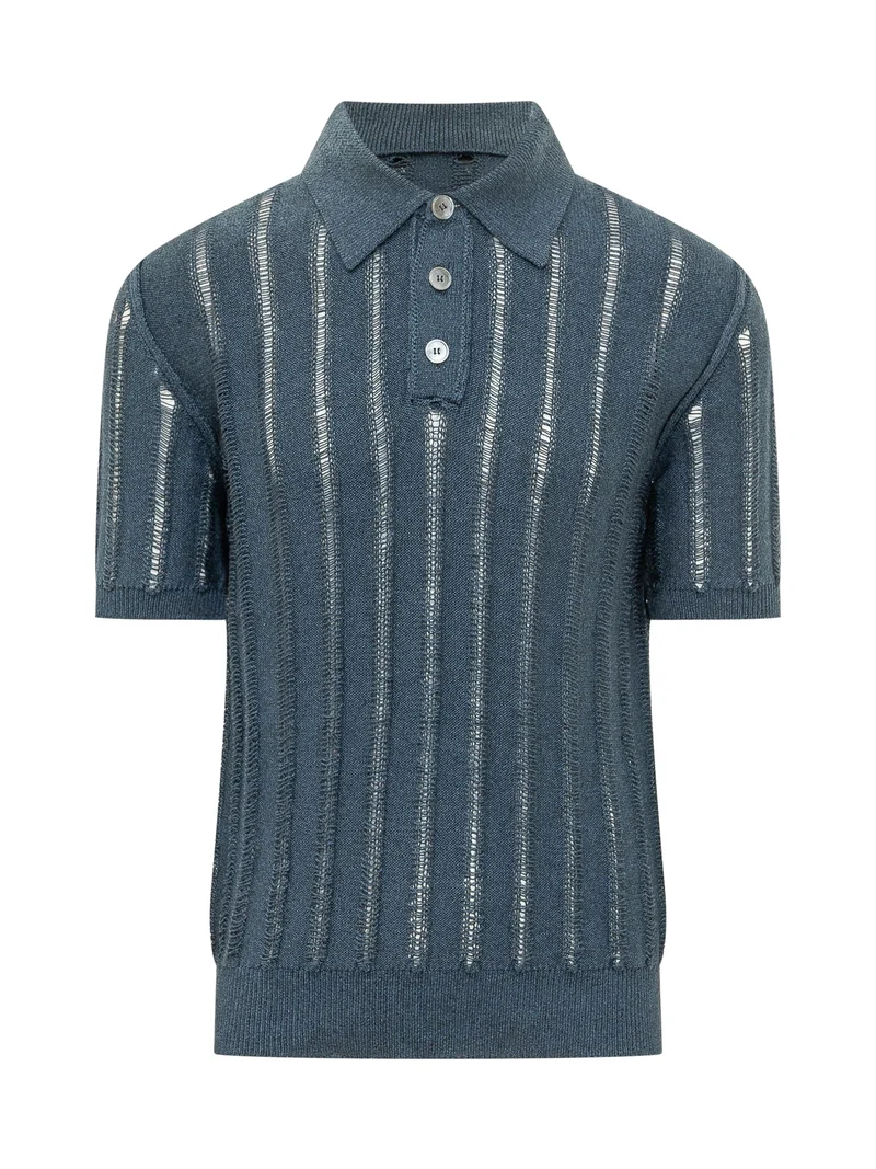 Polo in Maglia Traforata a Maniche Corte