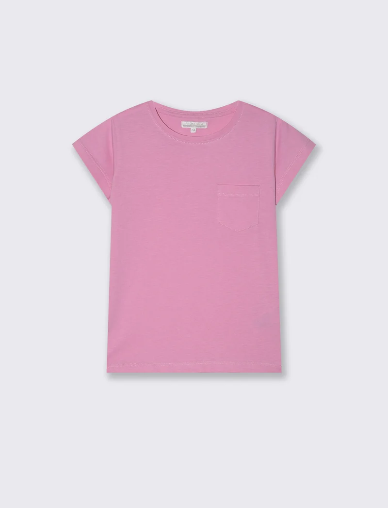 T-shirt manica corta bambina con taschino - Rosa
