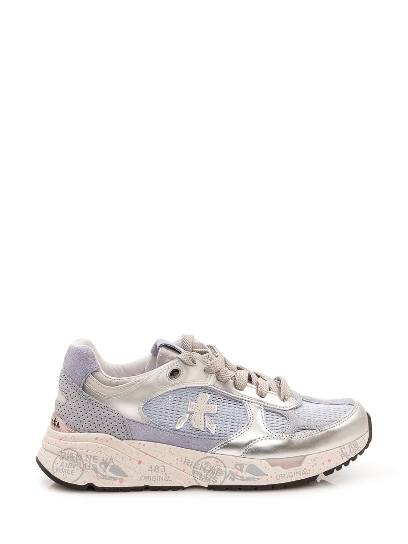 Sneakers Stringate con Inserti in Rete