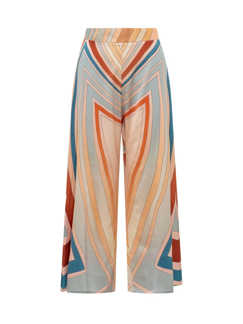 Pantaloni Ampi con Stampa Geometrica