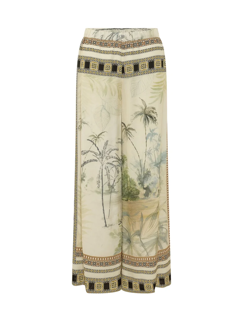 Pantaloni Ampi con Stampa Paesaggio